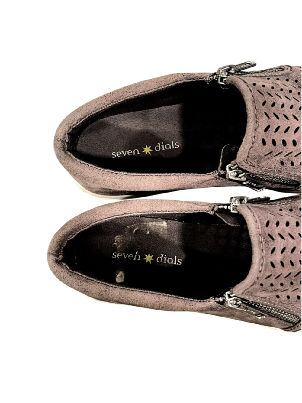 Seven Dials Womens Size 7.,5 Laser Cut Perforated Slip-On Sneakers Zipper Detail - Picture 9 of 15